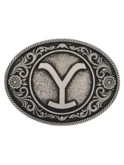 Montana Silversmiths A914YEL Yellowstone Y Floral Filigree Belt Buckle