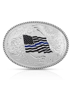 Montana Silversmiths Thin Blue Line Belt Buckle