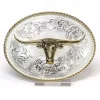 Montana Silversmiths 1350-767H Longhorn Engraved Buckle With Gold Rope Trim Silver