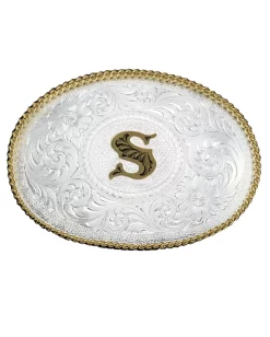 Montana Silversmiths Engraved Initial S Medium Oval Buckle