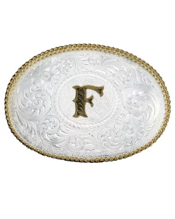 Montana Silversmiths Engraved Initial F Medium Oval Buckle