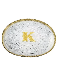 Montana Silversmiths Engraved Initial K Medium Oval Buckle