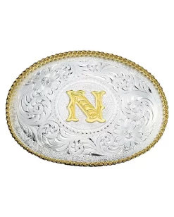 Montana Silversmiths Engraved Initial N Medium Oval Buckle