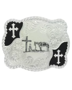 Montana Silversmiths Scalloped Christian Flourish Cowboy Buckle