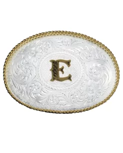 Montana Silversmiths Engraved Initial E Medium Oval Buckle