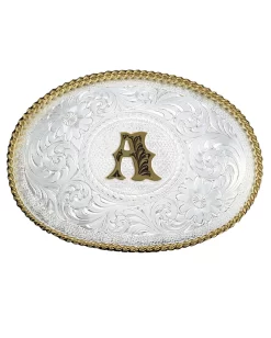 Montana Silversmiths Engraved Initial A Medium Oval Buckle