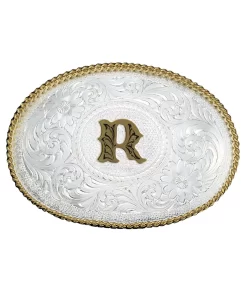 Montana Silversmiths Engraved Initial R Medium Oval Buckle