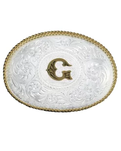 Montana Silversmiths Engraved Initial G Medium Oval Buckle