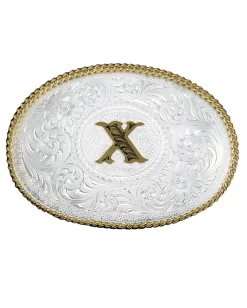 Montana Silversmiths Engraved Initial X Medium Oval Buckle