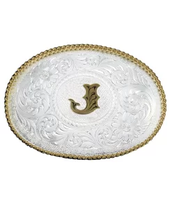 Montana Silversmiths Engraved Initial J Medium Oval Buckle
