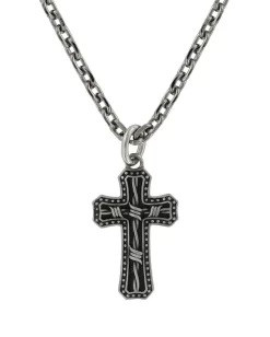Montana Silversmiths Stainless Barbed Wire Cross Necklace