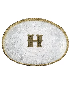 Montana Silversmiths Engraved Initial H Medium Oval Buckle