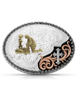Montana Silversmiths Always In Faith Kneeling Soldier Buckle