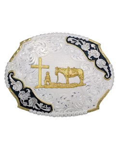 Montana Silversmiths Antique Leaves Christian Cowboy Buckle