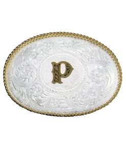 Montana Silversmiths Engraved Initial P Medium Oval Buckle