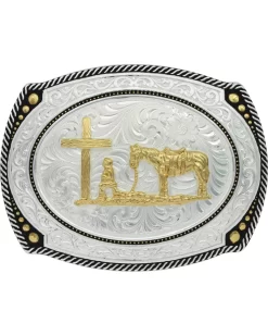 Montana Silversmiths Men's Large Roped Christian Cowboy Belt Buckle
