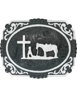 Montana Silversmiths Men's Gunmetal Christian Cowboy Buckle