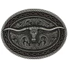 Montana Silversmiths Two Tone Antiqued Round Barbed Longhorn Attitude Buckle