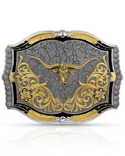 Montana Silversmiths Cracked Earth Longhorn Buckle
