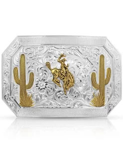 Montana Silversmiths Men's Desert Joy Cactus Ranch Rodeo Bucking Horse Buckle
