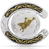 Montana Silversmiths Men's Two Tone Horseshoe Bull Rider Buckle