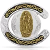 Montana Silversmiths Men's Two Tone Horseshoe Our Lady Of Guadalupe Buckle