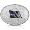 Montana Silversmiths Men's Thin Blue Line Flag Belt Buckle