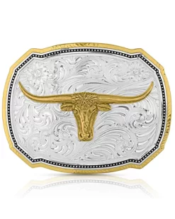 Montana Silversmiths Women's Right Cut Of The Rope Longhorn Steer Belt Buckle