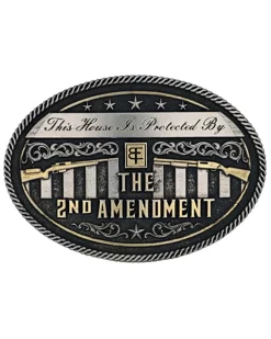 Montana Silversmiths Men's Black & Gold 2nd Amendment Circular Buckle