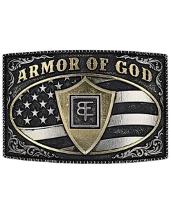 Montana Silversmiths Men's Armor Of God Square Warrior Buckle