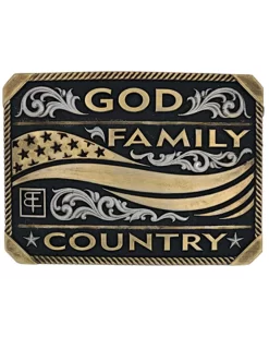 Montana Silversmiths Warrior God, Family, & Country Belt Buckle