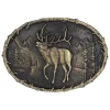 Montana Silversmiths Men's Brass Buglers Elk Heritage Attitude Belt Buckle