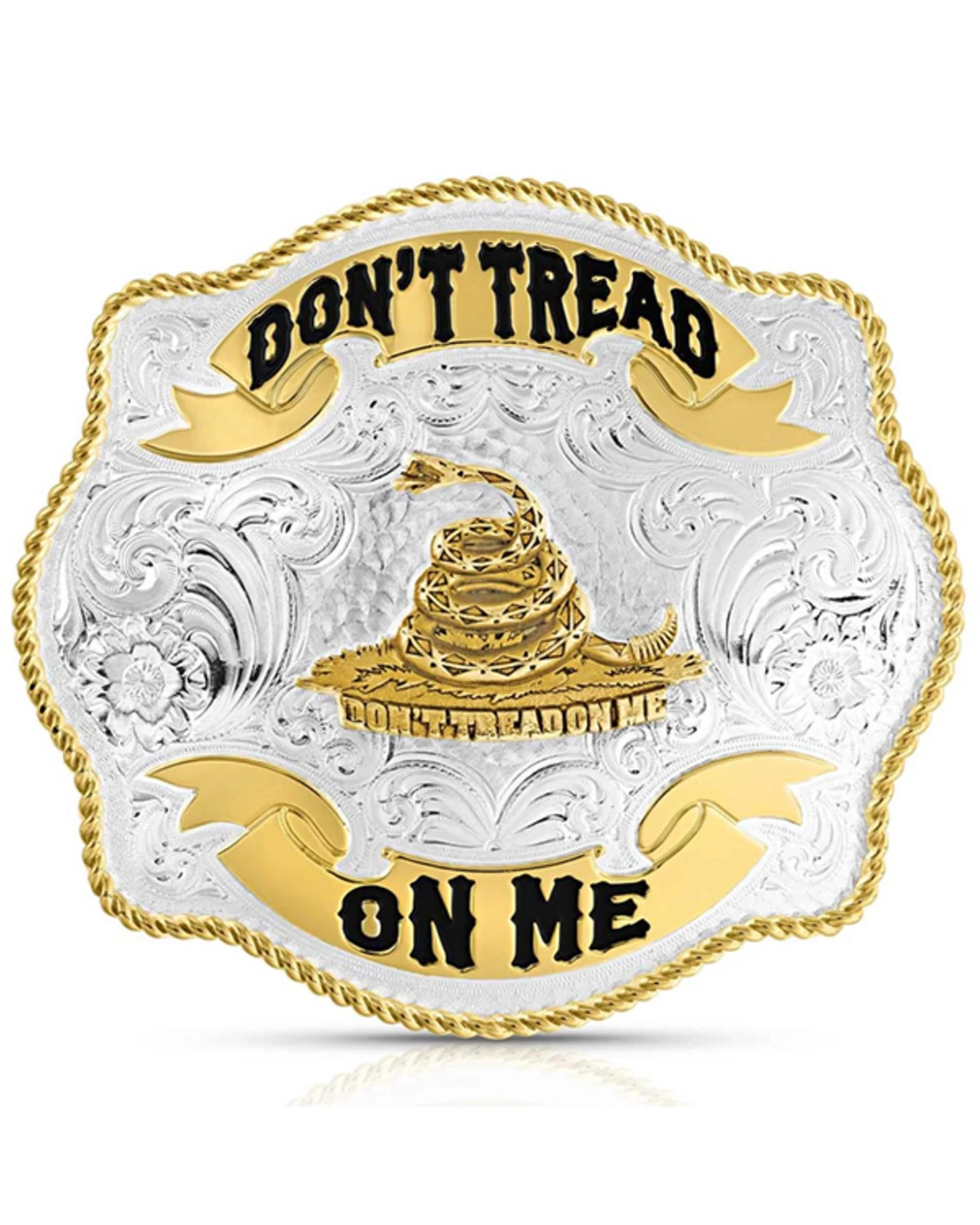 Montana Silversmiths Two-Tone Don't Tread On Me Scalloped Buckle 1 Montana Silversmiths Two-Tone Don't Tread On Me Scalloped Buckle