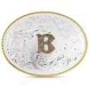 Montana Silversmiths Classic Western Oval Two-Tone Initial Belt Buckle - B