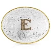 Montana Silversmiths Classic Western Oval Two-Tone Initial Belt Buckle - E