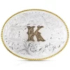 Montana Silversmiths Classic Western Oval Two-Tone Initial Belt Buckle - K