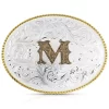 Montana Silversmiths Classic Western Oval Two-Tone Initial Belt Buckle - M