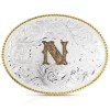 Montana Silversmiths Classic Western Oval Two-Tone Initial Belt Buckle - N