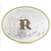 Montana Silversmiths Classic Western Oval Two-Tone Initial Belt Buckle - R