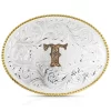 Montana Silversmiths Classic Western Oval Two-Tone Initial Belt Buckle - T