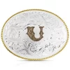 Montana Silversmiths Classic Western Oval Two-Tone Initial Belt Buckle - U