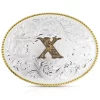 Montana Silversmiths Classic Western Oval Two-Tone Initial Belt Buckle - X