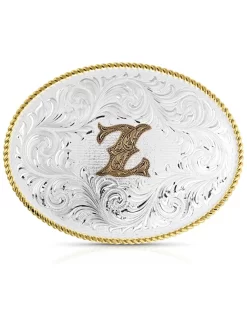 Montana Silversmiths Classic Western Oval Two-Tone Initial Belt Buckle - Z