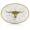 Montana Silversmiths Two-Tone Engraved Western Longhorn Belt Buckle
