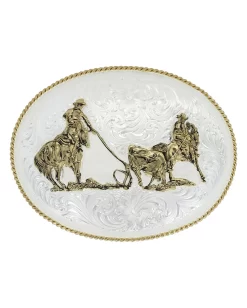 Montana Silversmiths Two Tone Classic Large Team Roper Belt Buckle