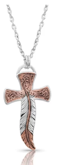 Montana Silversmiths Montana Silversmith Wind Dancer Feather Cross Necklace