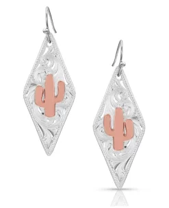 Montana Silversmiths Two Tone Diamond Cactus Earrings