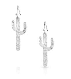 Montana Silversmiths Hammered Silver Cactus Earrings