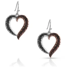Montana Silversmiths Hearts Aflutter Feather Earrings