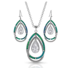 Montana Silversmiths Opal Ribbons Teardrop Jewelry Set